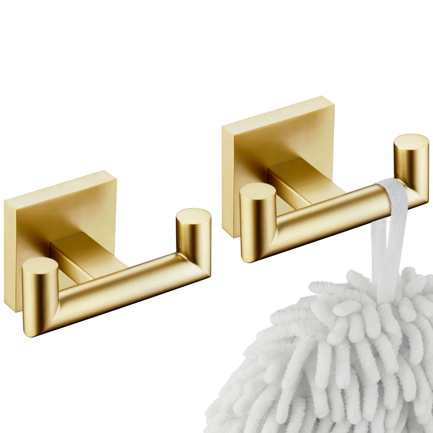 KOKOSIRI double robe hook brushed gold 2 pack