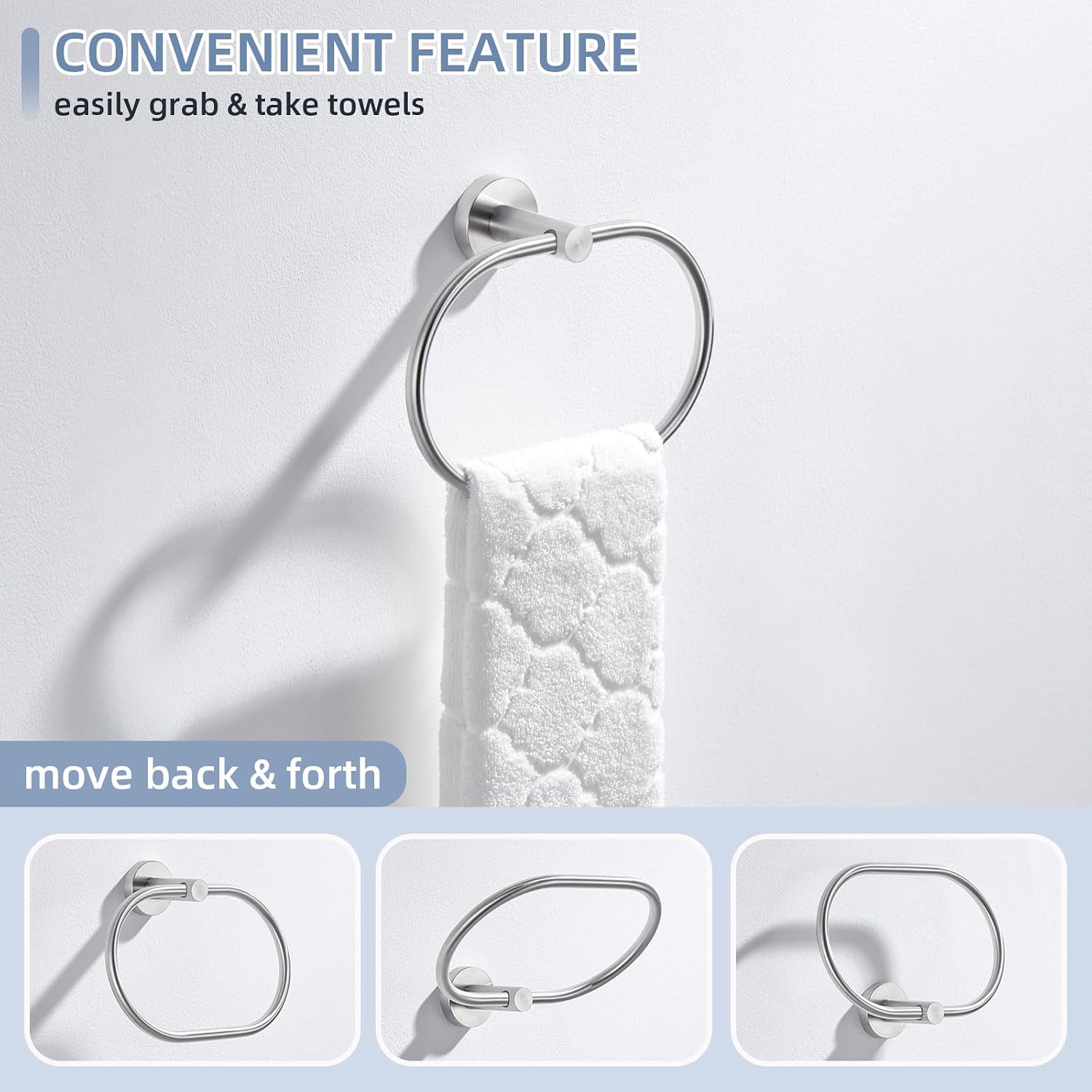 Angle Simple swivel towel ring brushed nickel oval