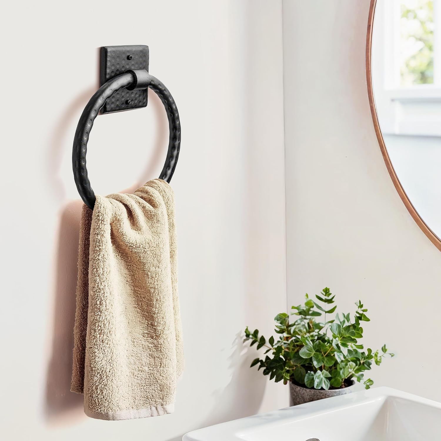 Monarch Abode hand hammered matte black towel ring